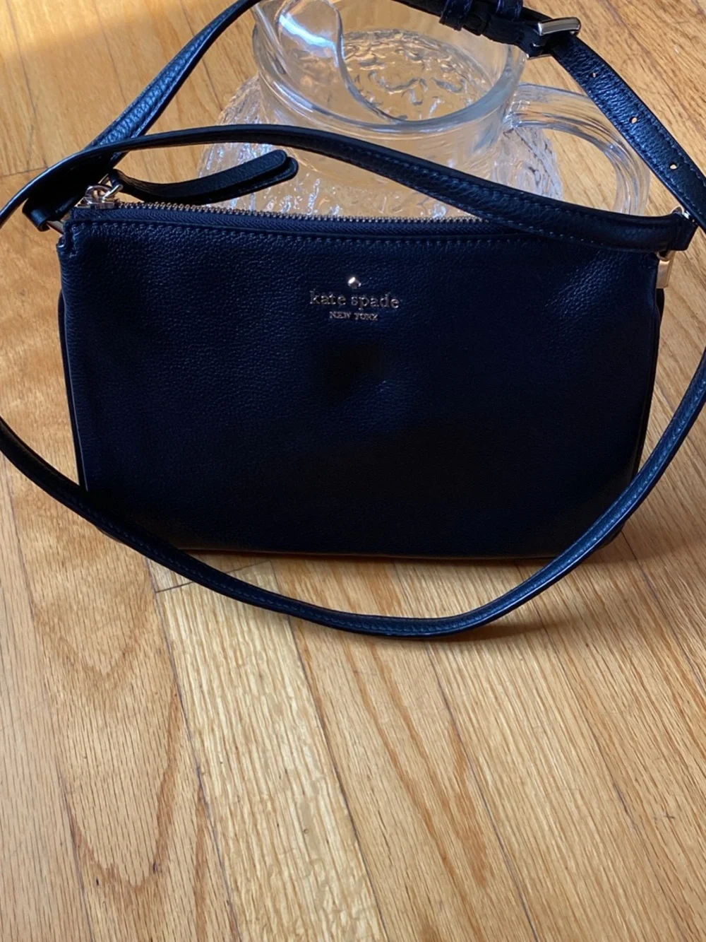 NWOT kate spade Black  Pebbled Leather Crossbody Bag 7”x 10”